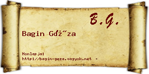 Bagin Géza névjegykártya