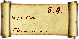 Bagin Géza névjegykártya