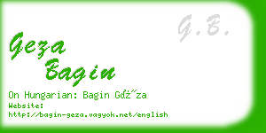 geza bagin business card